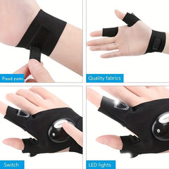 LED Flashlight Gloves for Camping Night Fishing