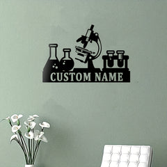 Personalized Scientist Microscope Metal Wall Art Custom Name Biologist Sign