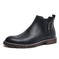 FARWARWO Zipper Chelsea Boots Men's Leather Formal