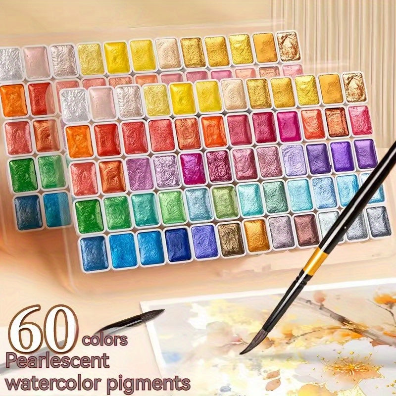 60 Watercolor Colors Set with Brush Art Supplies Travel Watercolor