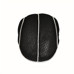 Rhinestone Decor Lace Beret Flat Hat Hollow Out Lightweight Cap For Women