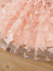 2pcs Baby Girls Butterfly Long Sleeve Dress & Headband Set