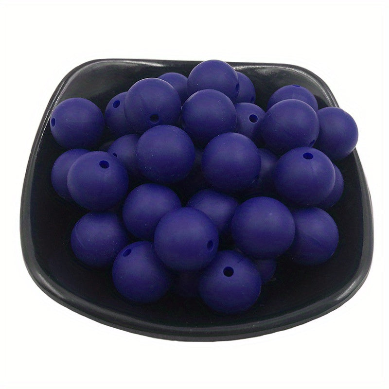 50pcs 15mm Mixed Silicone Plain Beads for Jewelry DIY