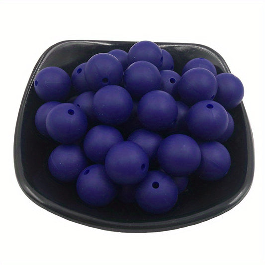 50pcs 15mm Mixed Silicone Plain Beads for Jewelry DIY