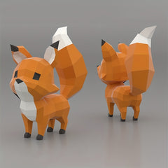 Fox 3D Paper Puzzle Home Decor Low Poly Animal Papercraft Art Gift