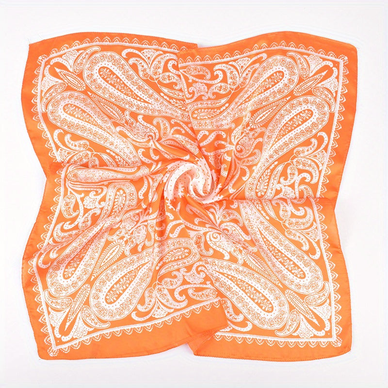 Paisley Print Bandana Silk Scarf Outdoor Windproof Head Wrap Hair Accessories