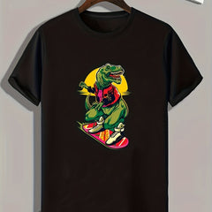 Dinosaur Print Graphic Tee for Men