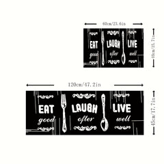 Fork And Spoon Print Floor Mat Non slip Durable Bath Foot Pod Stain resistant