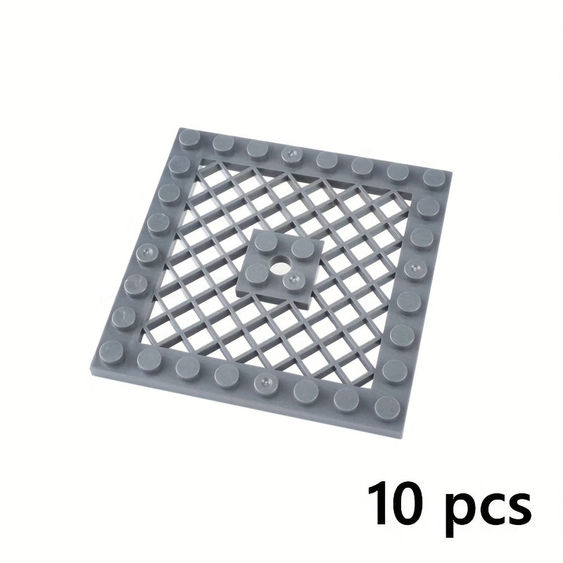 10pcs 8x8 Military Grid Floor Towers Building Blocks with Red Safety Lips