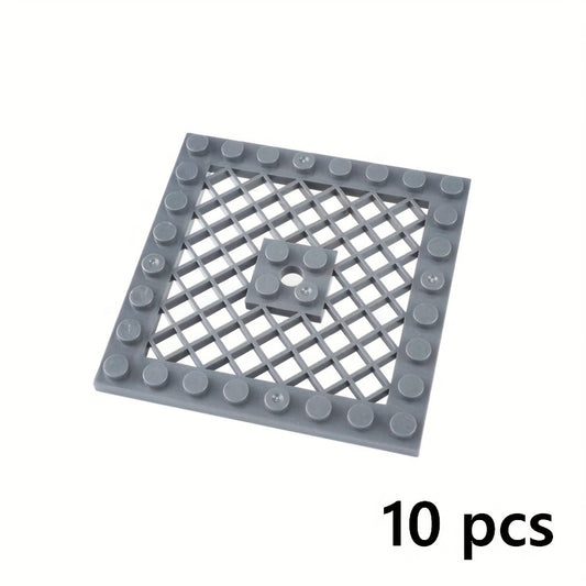 10pcs 8x8 Military Grid Floor Towers Building Blocks with Red Safety Lips