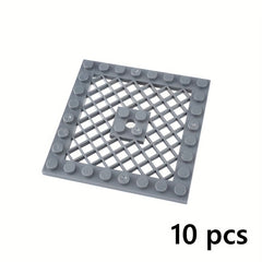 10pcs 8x8 Military Grid Floor Towers Building Blocks with Red Safety Lips
