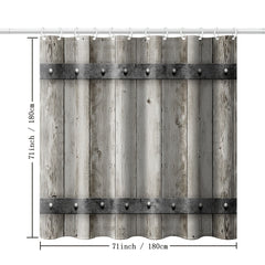 Rustic Farmhouse Shower Curtain with Barn Door Design