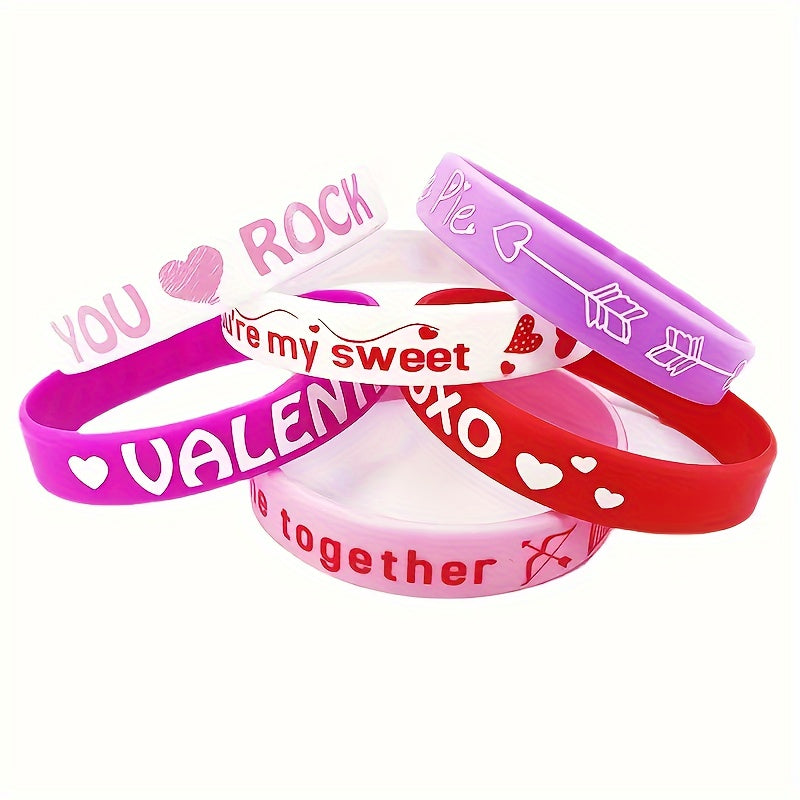 8pcs Couple Heart Shape Rubber Bracelet LOVE Gift Wrist Band