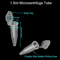 100pcs Microcentrifuge Tubes 0.2ml 0.5ml 1.5ml Snap Cap Test Tubes
