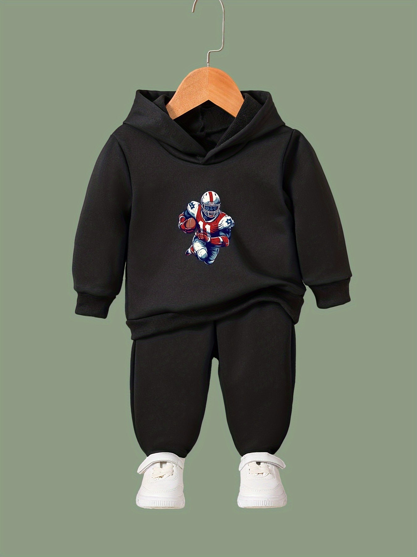 Rugby Player Pattern Long Sleeve Hooded Sweatshirt Girls