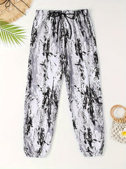 Allover Print Drawstring Cropped Pants Women's Beachwear