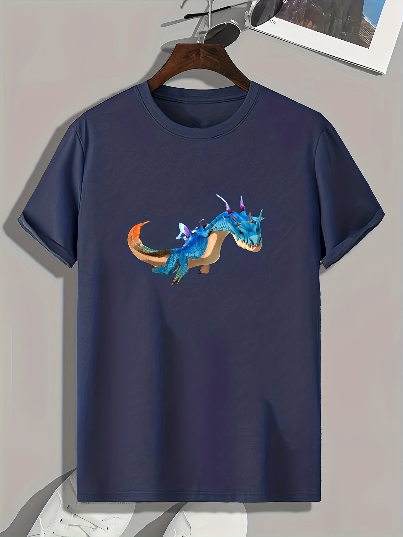 Dinosaur Print Men's Graphic T-shirt for Summer