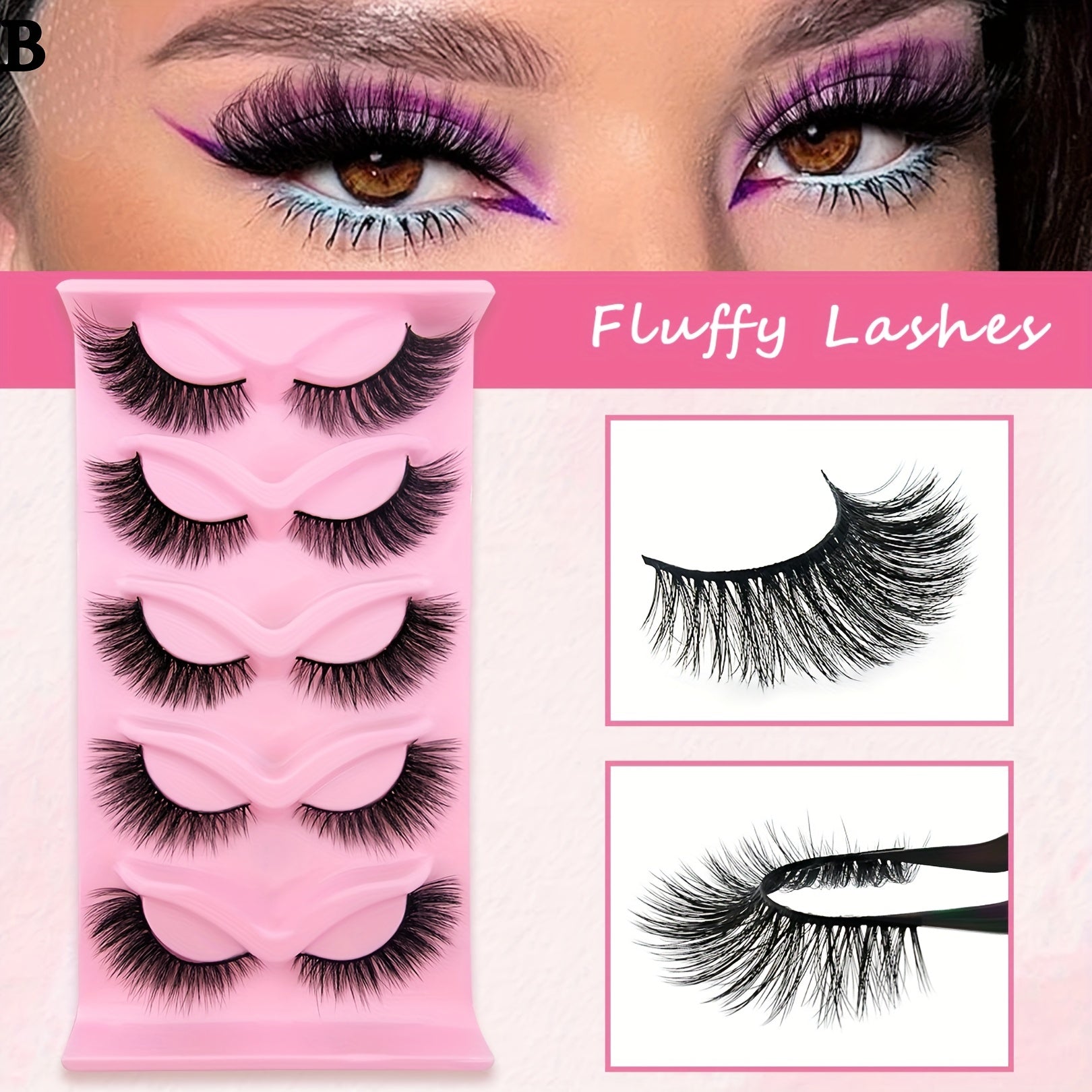 5 Pairs Cat Eye Lashes Natural Imitated Faux Mink False Eyelashes