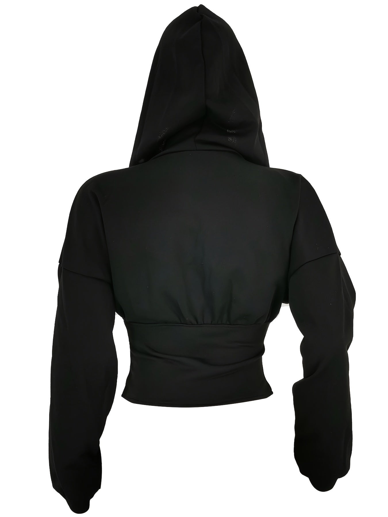 Casual Zip Up Crop Hoodie Long Sleeve Sweatshirt for Women