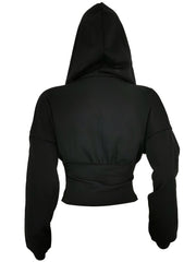 Casual Zip Up Crop Hoodie Long Sleeve Sweatshirt for Women