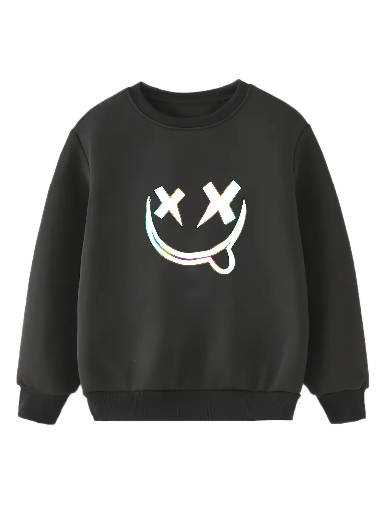 Fancy Smile Face Print Boys Long Sleeve Sweatshirt