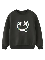 Fancy Smile Face Print Boys Long Sleeve Sweatshirt