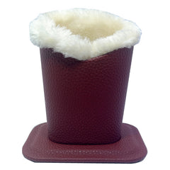 Plush Lined Leather Glasses Holder for Desk or Nightstand