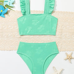 2pcs Toddler Girls Ruffle Bathing Suit Set - Summer Beach Vacation