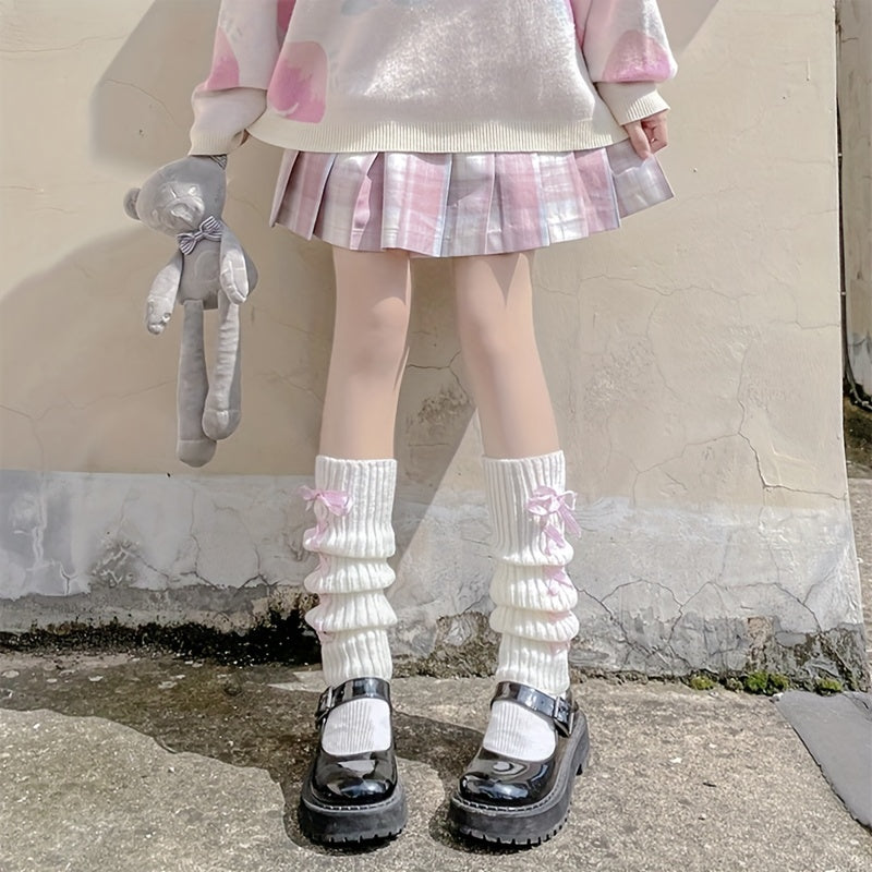 Strappy Rib Knit Leg Warmers Knee High Socks