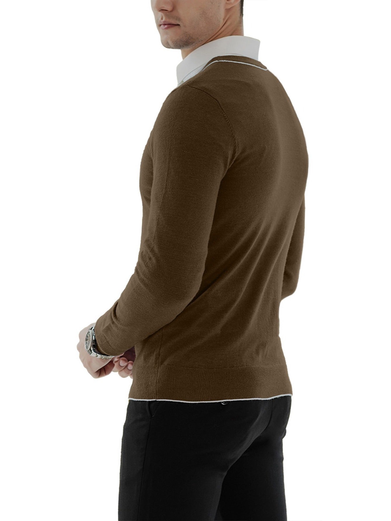 Men's Solid Casual Skinny Round Neck Pullover Sweater
