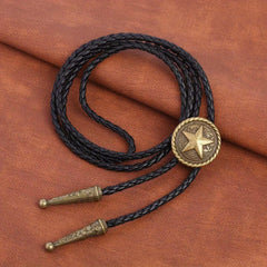 Retro Pentagram Pendant Buckle Necktie for Men and Women