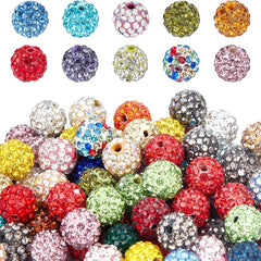 100pcs 10mm Fuchsia Rhinestone Pave Disco Ball Clay Beads