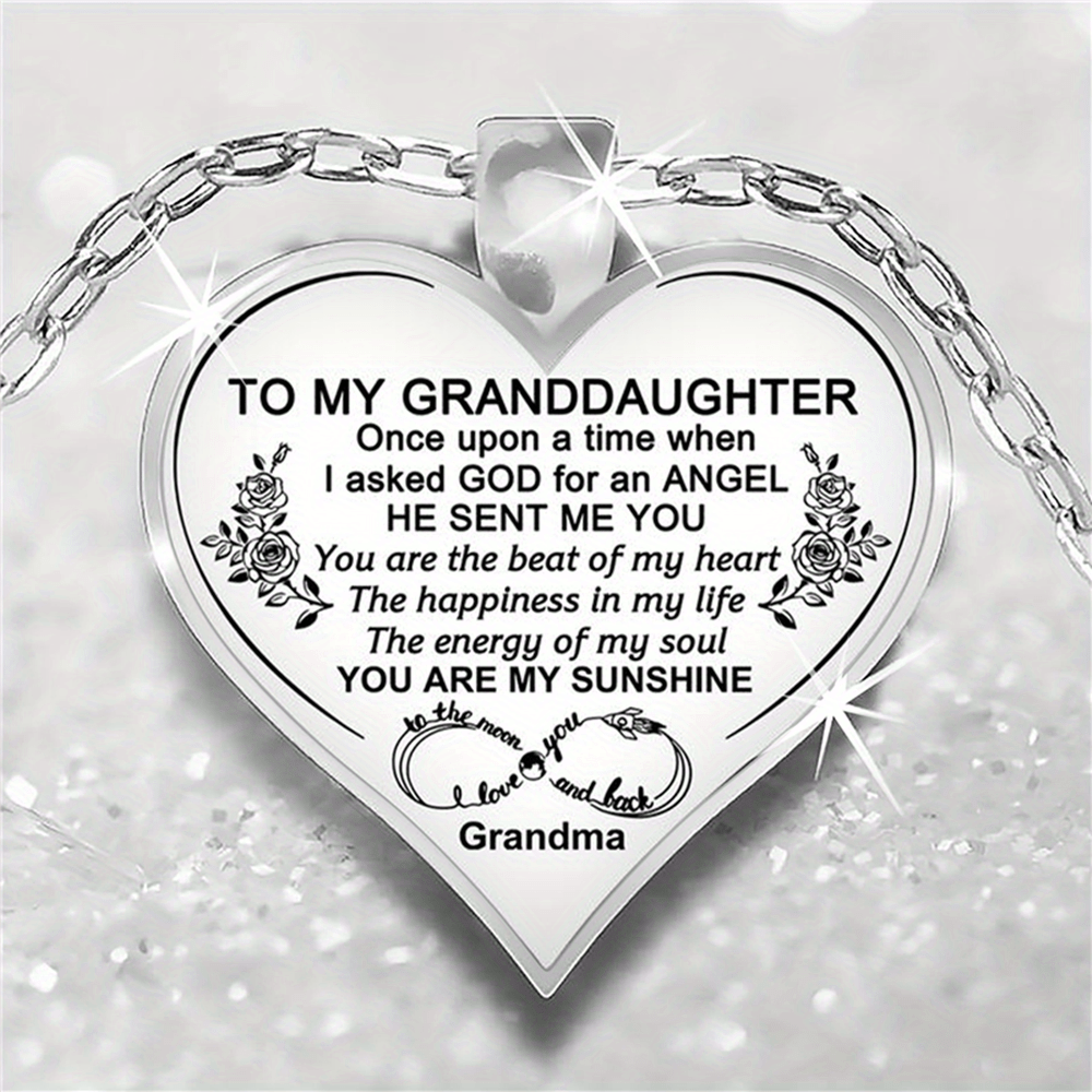 Girls Heart Pendant Necklace Holiday Gift To Granddaughter
