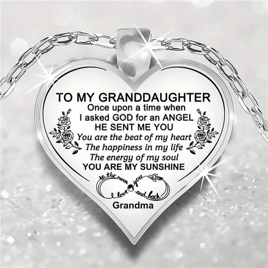 Girls Heart Pendant Necklace Holiday Gift To Granddaughter