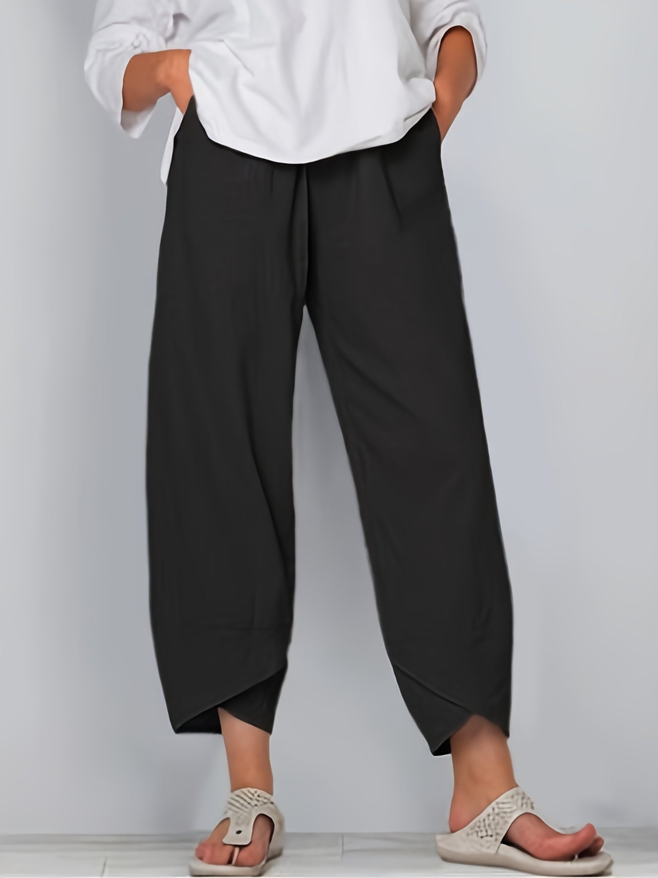 Elastic Cropped Pants Casual Loose Pants