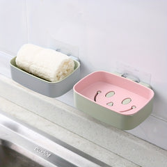Smiling Face Double Layer Soap Holder Wall Mounted Soap Dish Plastic Soap Tray
