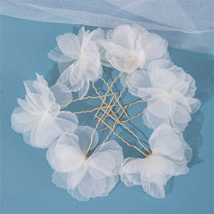 Girls Fairy Silk Flower Hairpin U Shape Tassel Hairpin