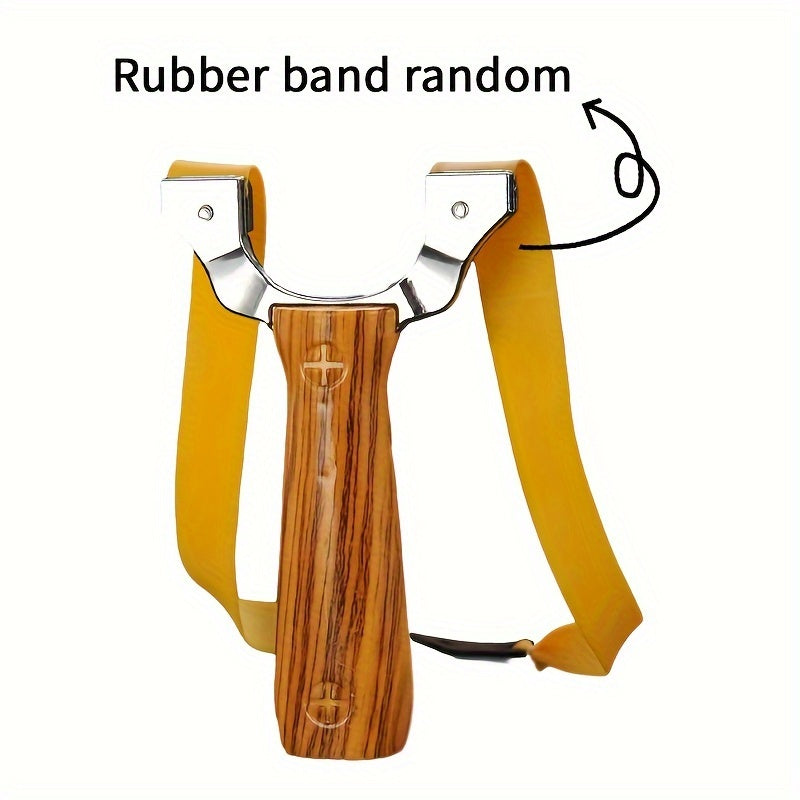 Alloy Slingshot Toy with Wood Grain Handle for Outdoor Play