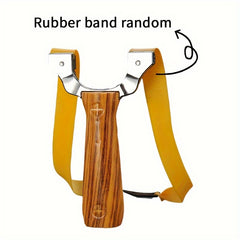 Alloy Slingshot Toy with Wood Grain Handle for Outdoor Play