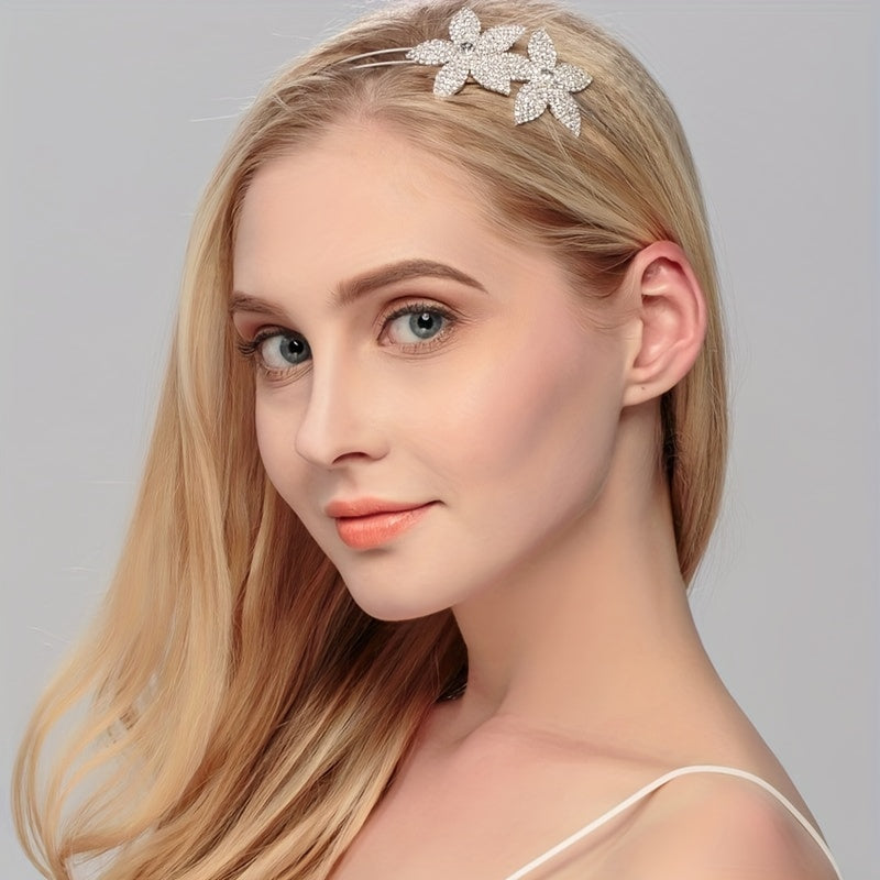 Rhinestone Flower Headband Queen Crown Tiara Head Jewelry