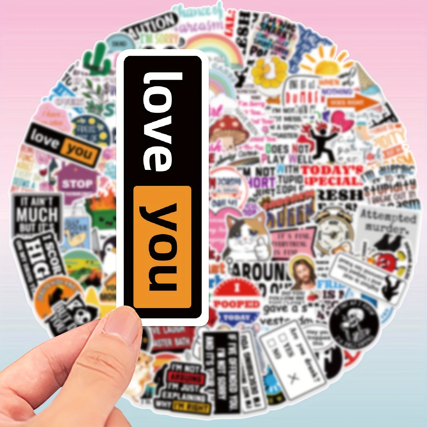 100 Sarcastic Stickers Humorous Cartoon Decals DIY Crafts Laptop Skateboard