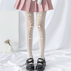 Lace Bow Fishnet Tights Suspender Pantyhose Thigh High