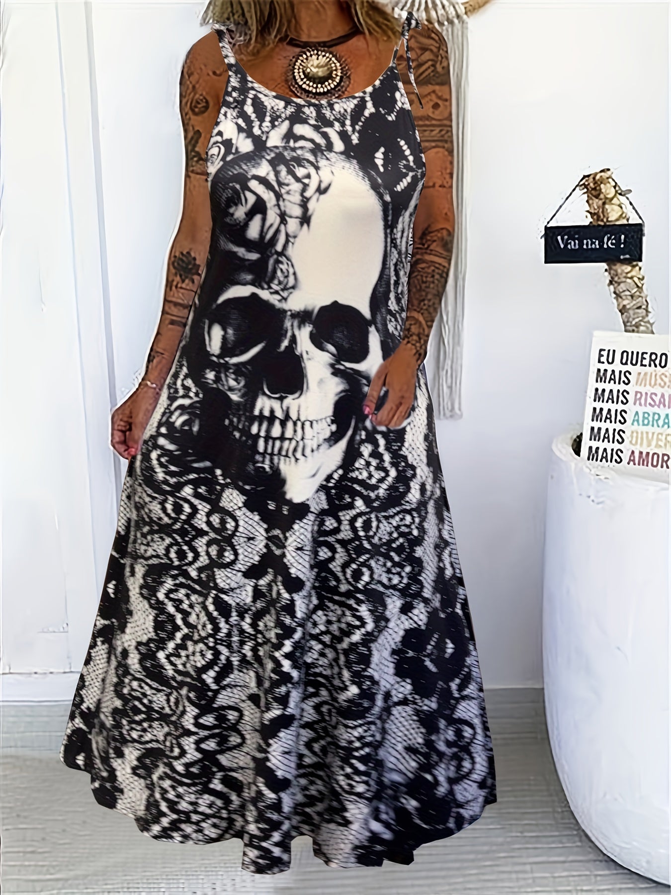 Goth Summer Dress Women's Maxi Cami Dress