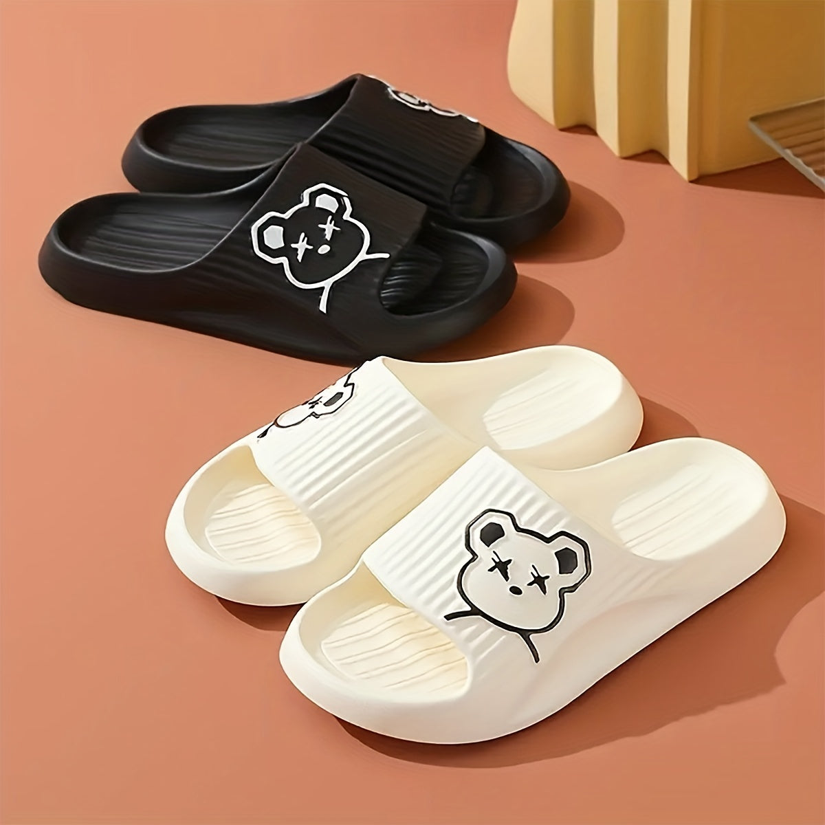 Women's Bear Pillow Slides Open Toe Non Slip Shoes