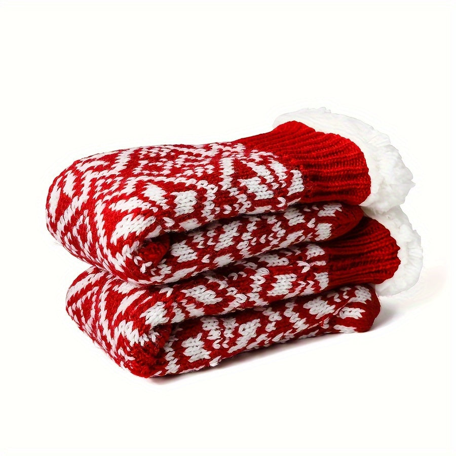 Christmas Snowflake Print Plush Socks