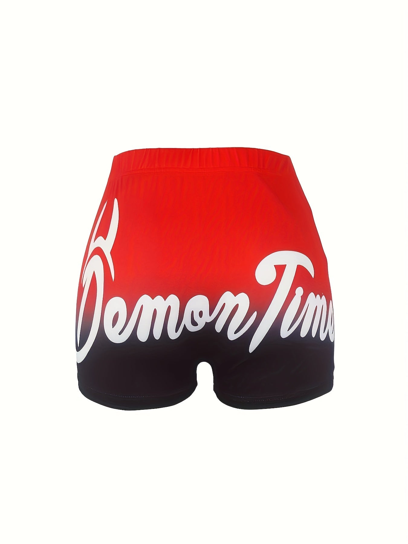 Women's Plus Art Letter Print Ombre Elastic High Rise Medium Stretch Shorts