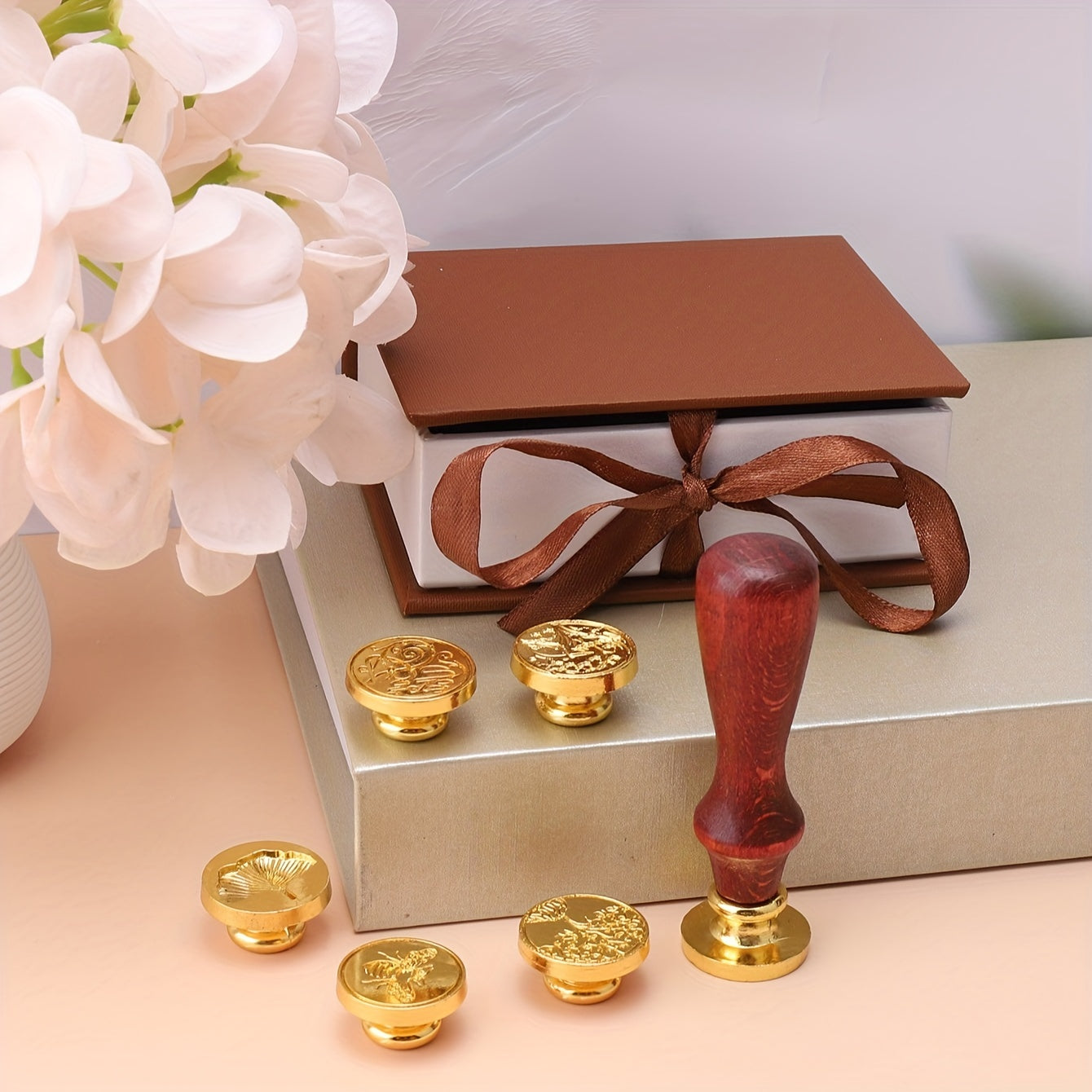 Brown Wax Seal Set European Retro Alloy Head DIY 1 Wax Seal 5 Copper Heads