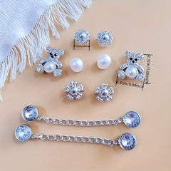 12pcs Rhinestone Bear & Metal Chain Shoe Charms for Clogs Garden Shoes DIY