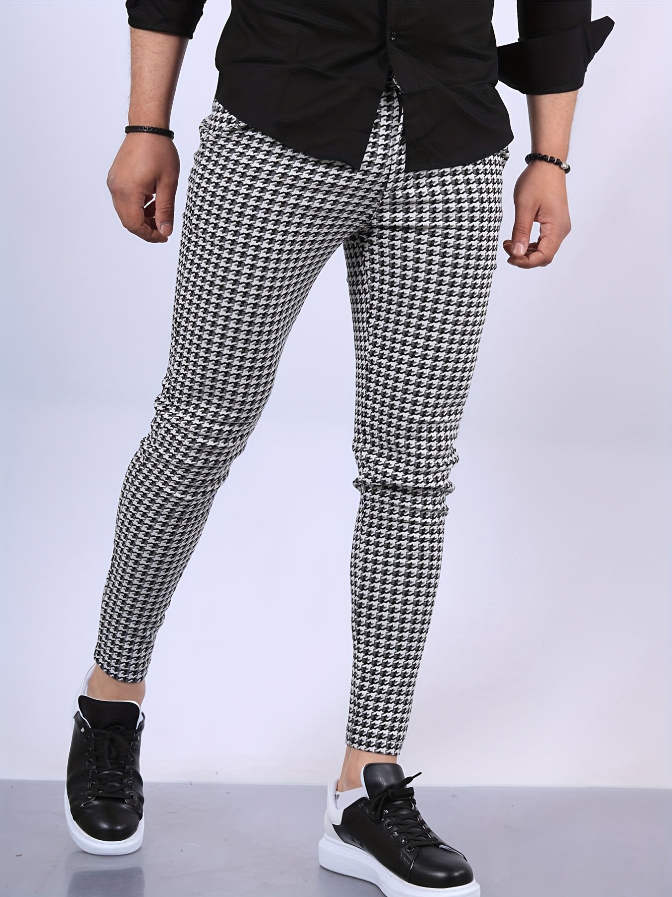 Men's Plaid Stretch Dress Pants Vintage Style for Party Banquet
