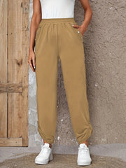 Ruched Elastic Waist Long Versatile Pants Women's Clothing